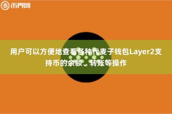 用户可以方便地查看各种代麦子钱包Layer2支持币的余额、转账等操作